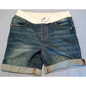 Wonder Nation Bermuda Cuffed Shorts Girls Size L (10-12) Denim Pull-On (AD14)